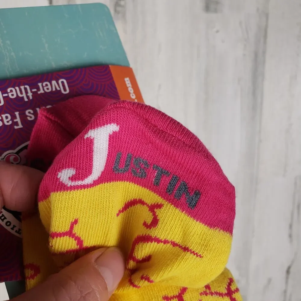 NWT Justin Boots Fashion Cushioned Sole Over The Calf Socks Women's Size Small